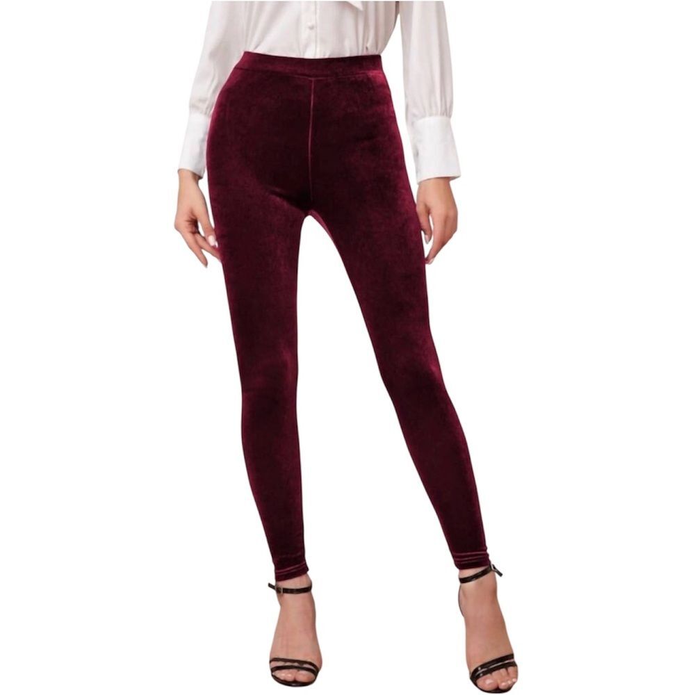 Spanx Women’s Velvet Leggings in Wine | Size Large